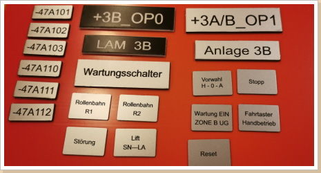Gravurschilder für technische Anlagen Gravurschilder für technische Anlagen